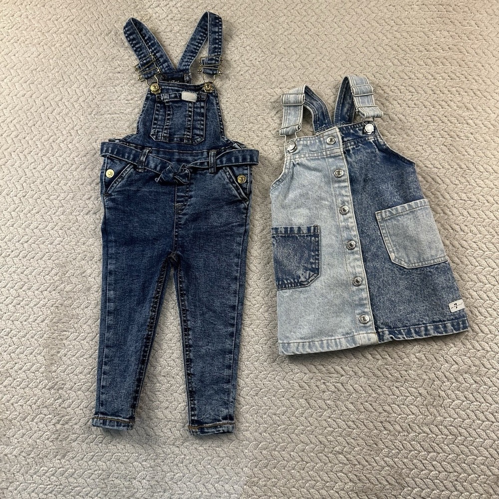 Girls 7 For All Mankind Denim Overalls 24M 24 Months Spring adorable Farm